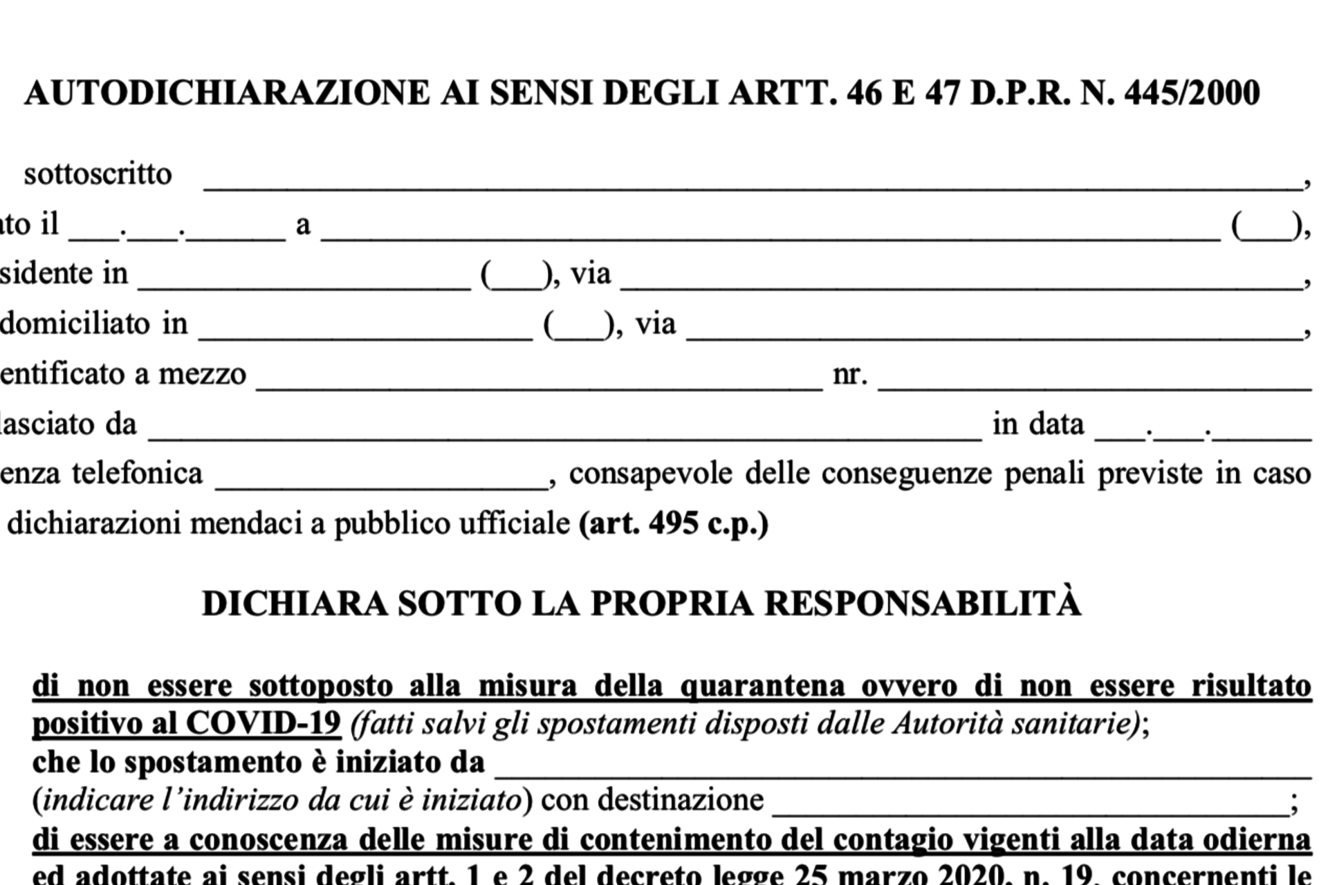 Ultimo Modello Di Autocertificazione Comune Di Aramengo